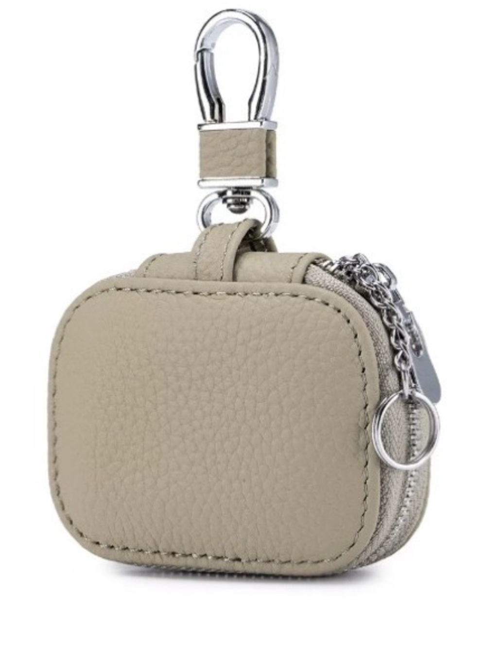 New Pebbled Leather Holder For Apple AirPods - Taupe
